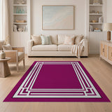 Purple Geometric Frame Area Rug