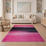 Pink Black Gradient Stripe Geometric Rug