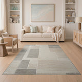Neutral Geometric Block Patchwork Area Rug