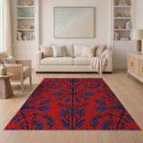Red Navy Blue Persian Vine Area Rug