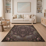 Purple Vintage Purple Mandala Floral Area Rug