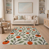 Orange Pumpkin Vine Fruit Pattern Area Rug