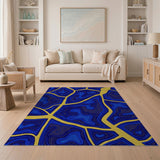 Deep Blue Agate Gold Vein Area Rug