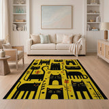 Playful Black Cats on Sunny Yellow Rug
