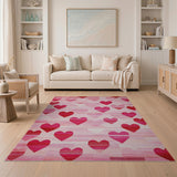 Pink Hearts Woven Area Rug