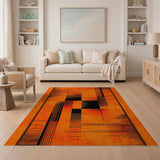 Geometric Modern Bold Orange Black Geometric Abstract Area Rug