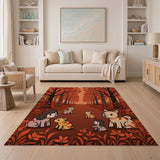 Chibi Puppy Family Autumn Forest Rug