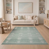 Green Pineapple Motif Striped Area Rug