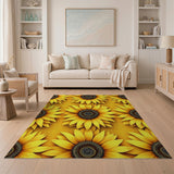 Vibrant Yellow Sunflower Field Area Rug
