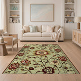 Sage Green Vintage Floral Area Rug