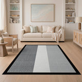 Grey Grey Vertical Stripe Textured Area Rug