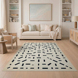 Geometric Modern Black and White Black White Geometric Line Art Area Rug