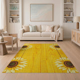 Rustic Sunflower Yellow Barnwood Area Rug