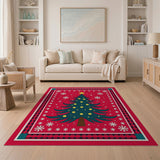 Festive Christmas Tree Snowflakes Area Rug
