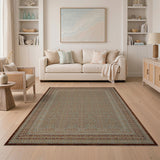 Teal Persian Area Rug with Intricate Lattice Design