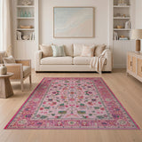 Traditional Persian Ornate Pink Floral Persian Rug
