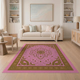 Pink Ornate Pink Persian Medallion Area Rug