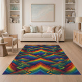 Vivid Rainbow Mountain Area Rug