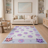 Kawaii Cat Paw Print Kids Area Rug