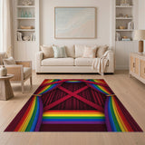 Multi-color and Patterns Geometric Modern Vibrant Rainbow Geometric Area Rug