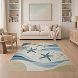 Coastal Starfish Waves Area Rug