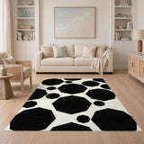 Geometric Black Hexagon Area Rug
