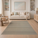 Beige and Neutral Beige Striped Woven Area Rug
