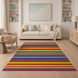 Striped Multi-color and Patterns Vibrant Multi-Color Striped Area Rug