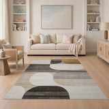 Modern Geometric Abstract Area Rug in Neutral Tones
