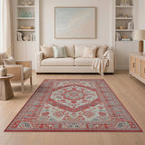 Red Traditional Persian Red Persian Medallion Area Rug