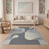 Abstract Organic Shapes Black White Area Rug