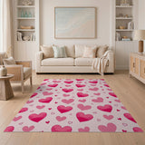 Playful Pink Hearts Pattern Area Rug