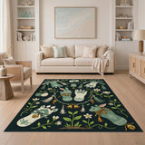 Whimsical Green Bunny Egg Garland Rug
