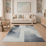 Grey Abstract Geometric Grey Area Rug