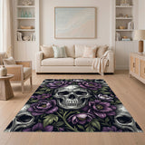 Purple Floral Skull Area Rug