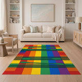 Green Oar Rainbow Plaid Area Rug