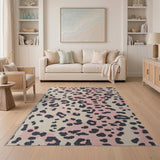 Boho Chic Pink Pink Leopard Print Tufted Area Rug