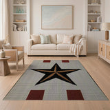 Southwestern Black Star Rug with Gold Accents Red Corners
