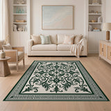 Green Traditional Persian Ornate Green Floral Persian Area Rug