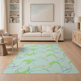 Abstract Wavy Green Leaf Area Rug