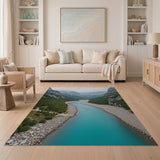 Misty Turquoise River Canyon Area Rug