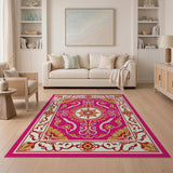 Vibrant Pink Persian Medallion Traditional Persian Area Rug