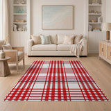 Bold Red Gingham Plaid Area Rug