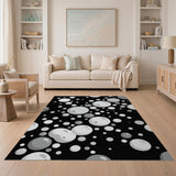 Bubble Burst Black White Abstract Area Rug