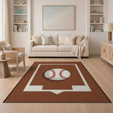 Brown and Tan Baseball Diamond Area Rug