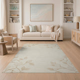 Delicate Leaf Branch Beige Area Rug