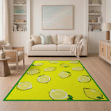 Fruit Pattern Sunny Lemon Slices Yellow Area Rug
