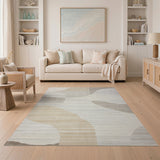 Beige Grey Abstract Overlap Area Rug