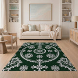 Ornate Green Snowflake Lace Area Rug