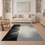 Radiant Burst Black White Area Rug